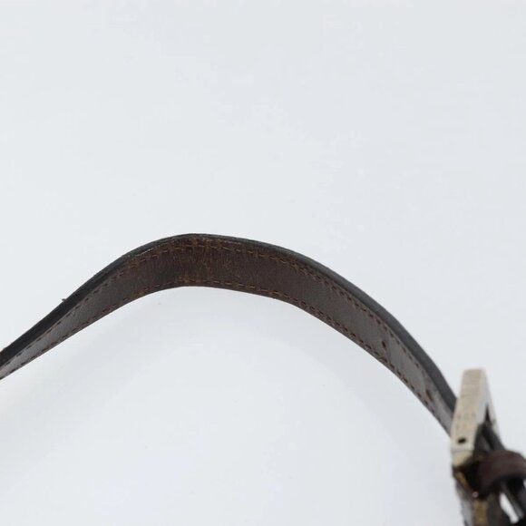 FENDI Zucca Canvas Mamma Baguette Shoulder Bag Black Brown Silver Auth 150142 - Picture 8 of 16